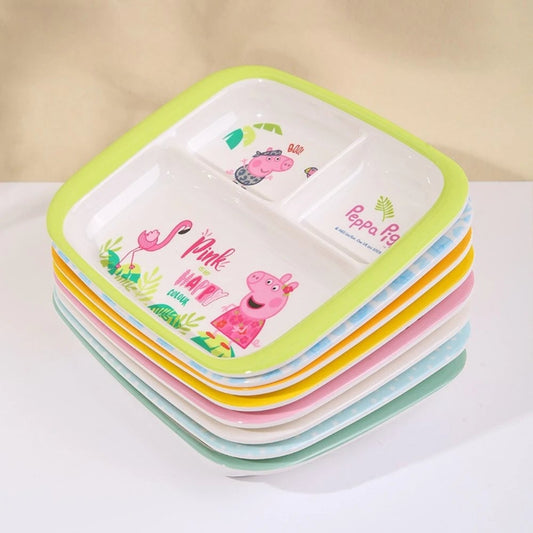 Kids Divided Dinner Plate - Cartoon Dishwasher Safe Shatter Resistant