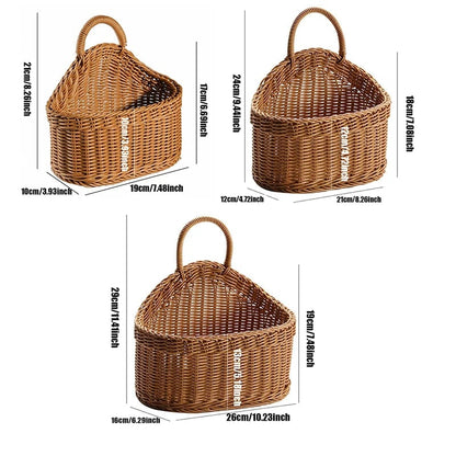 Wall Mounted Rattan Plastic Fruit Vegetable Storage Basket Hanging