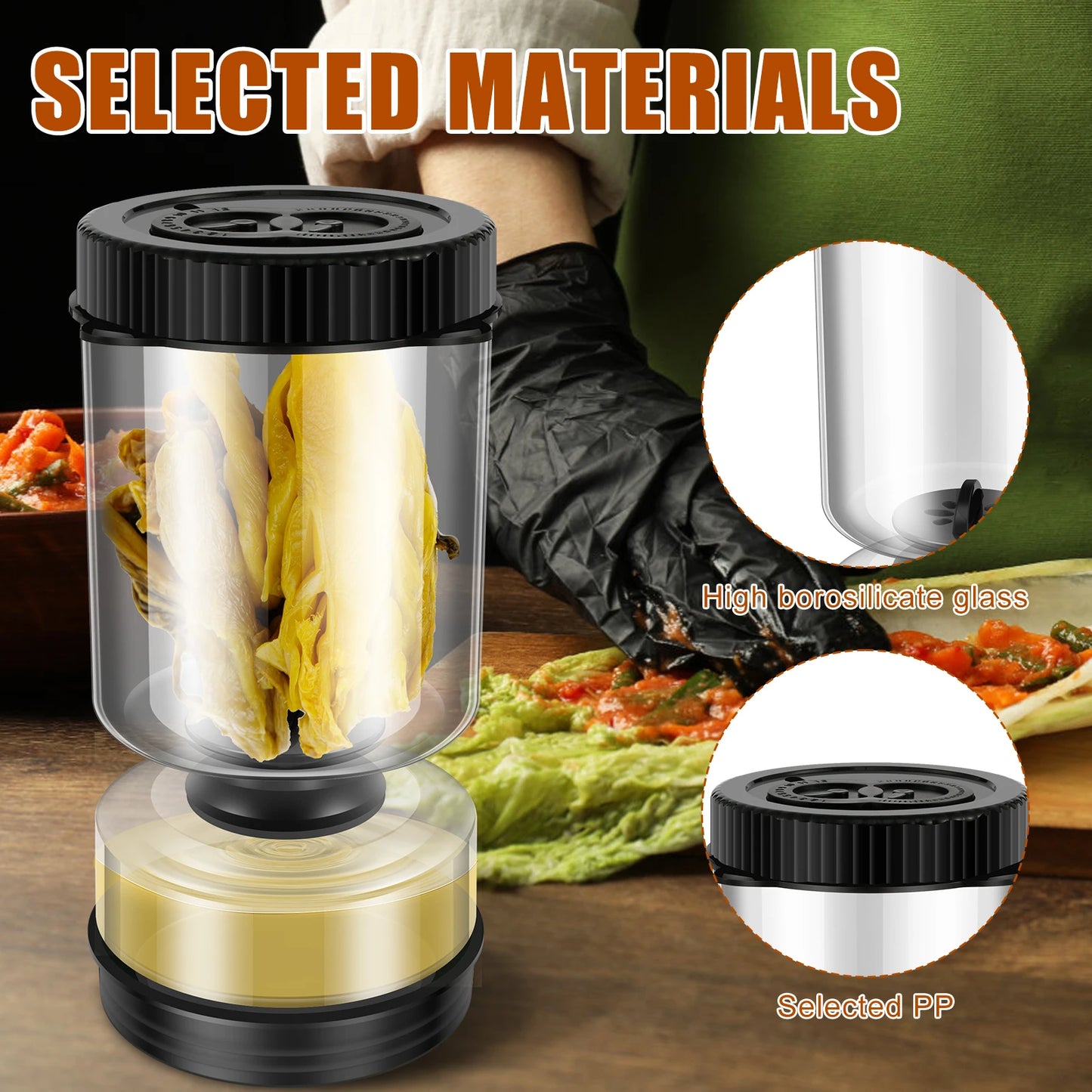 Glass Hourglass Pickle Jar with Juice Separator - Wet & Dry Storage