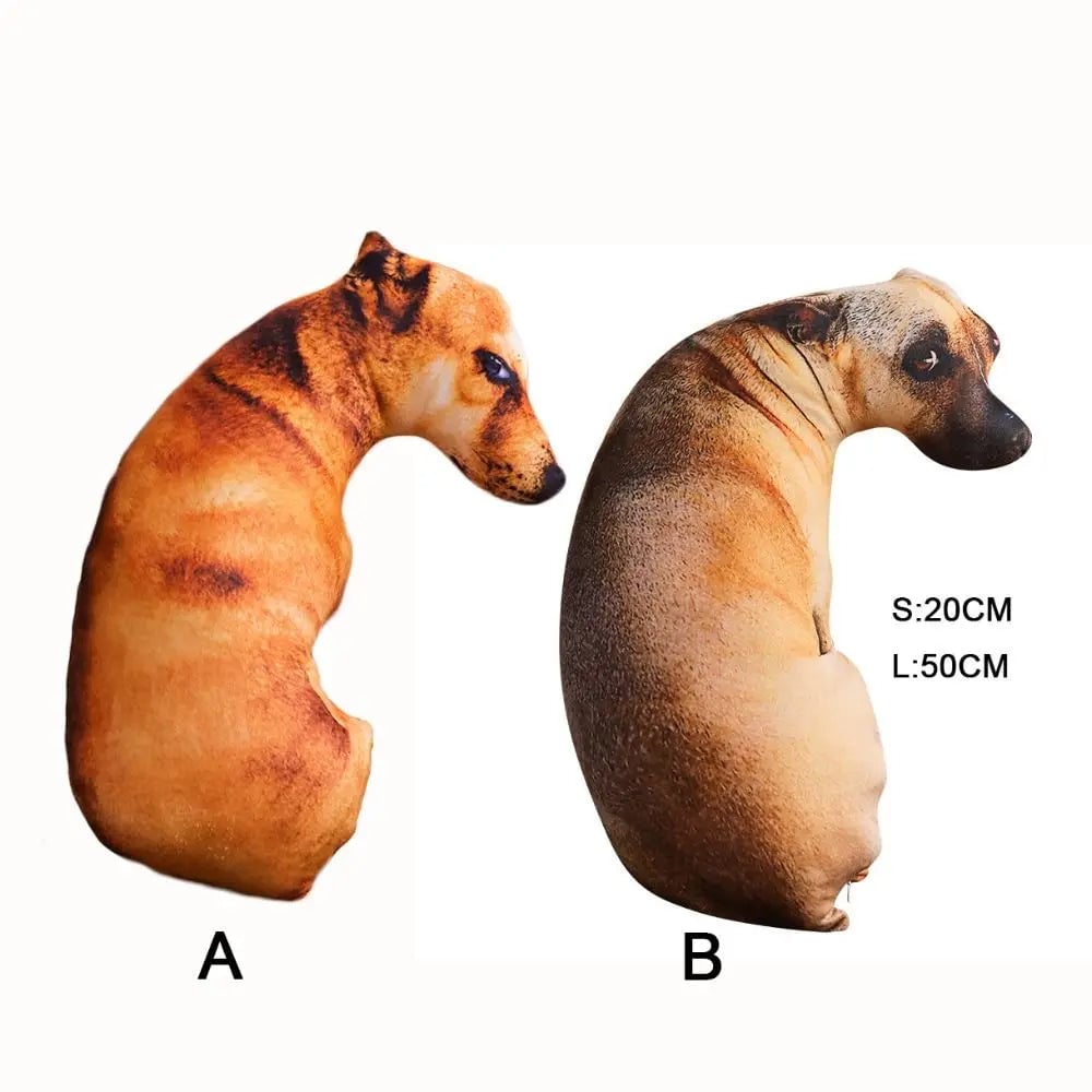 3D Lifelike Dog Head Throw Pillow - Cute Animal Print Cushion Toy