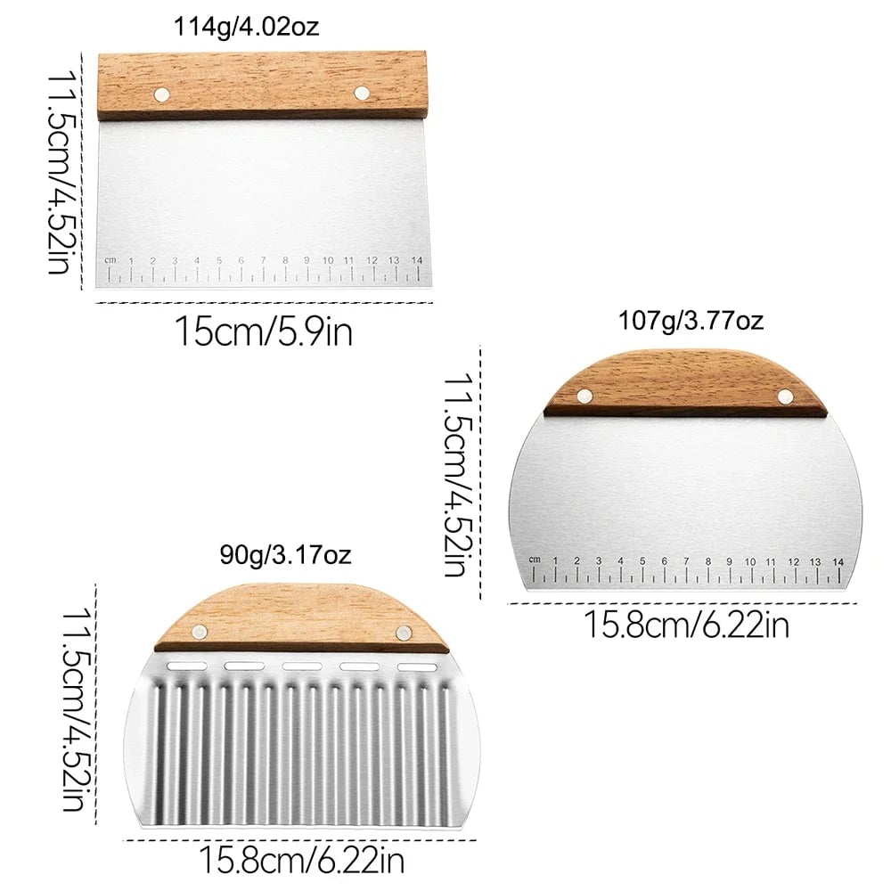 Stainless Steel Pastry Cutters Noodle Knife Cake Scraper Set