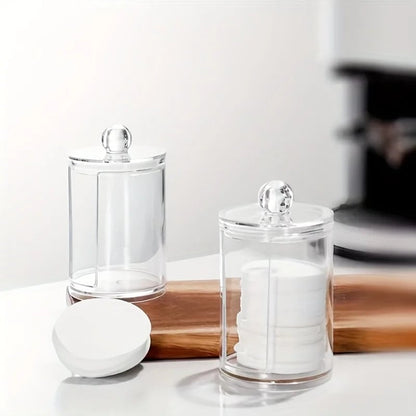 Clear Acrylic Round Makeup Organizer Cotton Pad Swab Holder 1-2Pcs