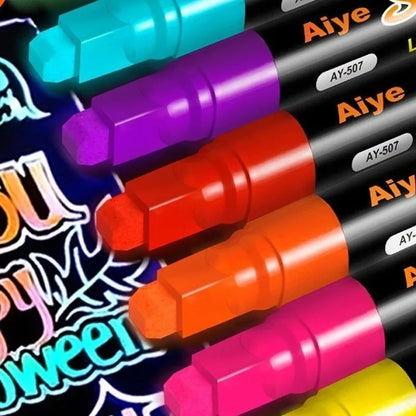 8 Colors 7mm Liquid Chalk Markers - Washable Wet Erase Neon Pens
