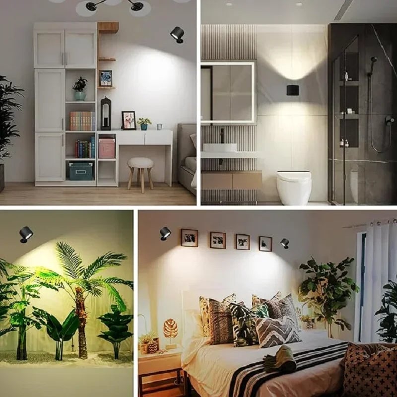 Magnetic LED Wall Lamp 360° Rotation Rechargeable Remote Control