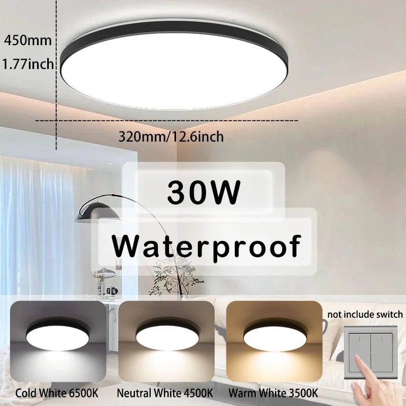 18W 30W 40W Waterproof LED Ceiling Light Round Bathroom Kitchen
