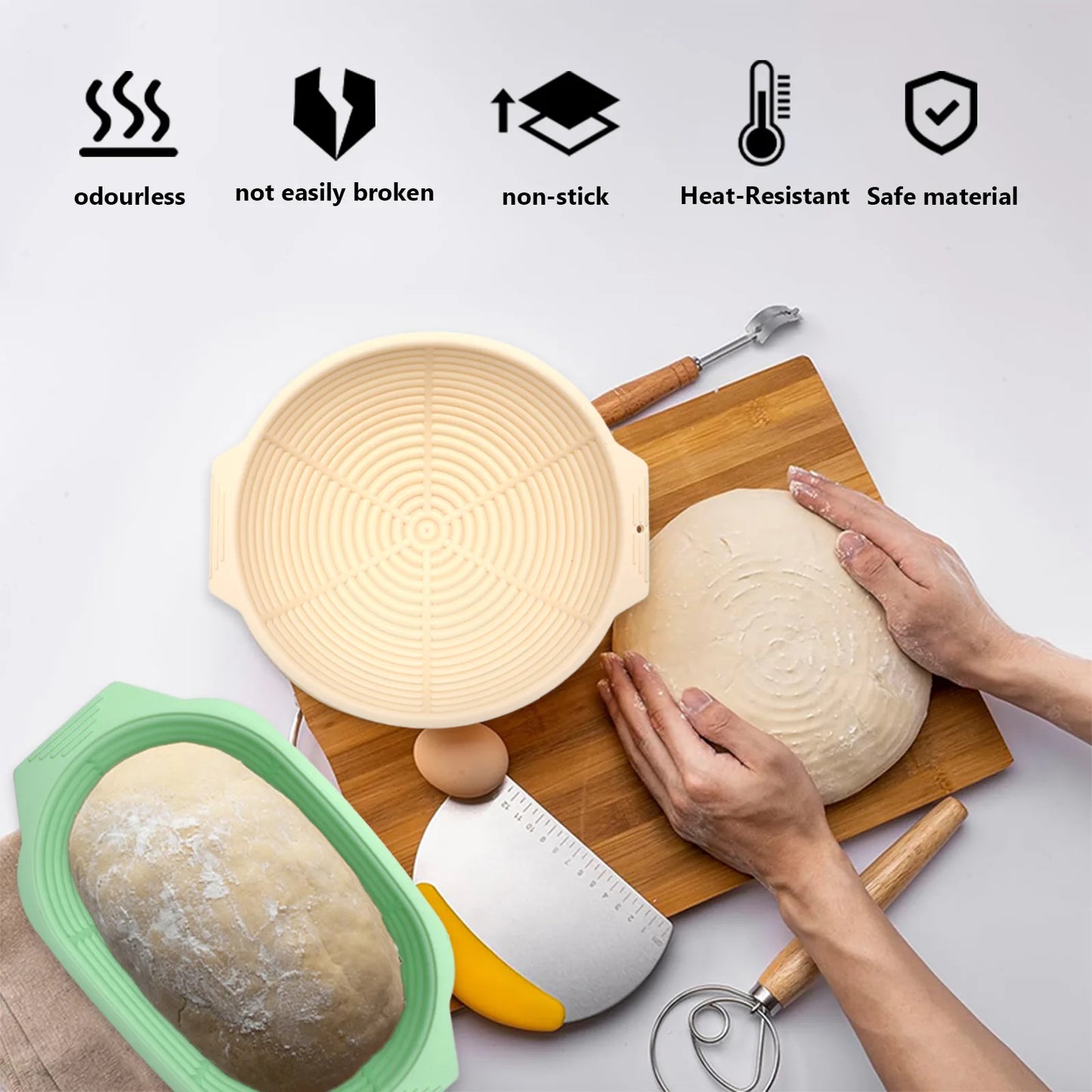 Collapsible Silicone Bread Proofing Basket Non-Stick Sourdough