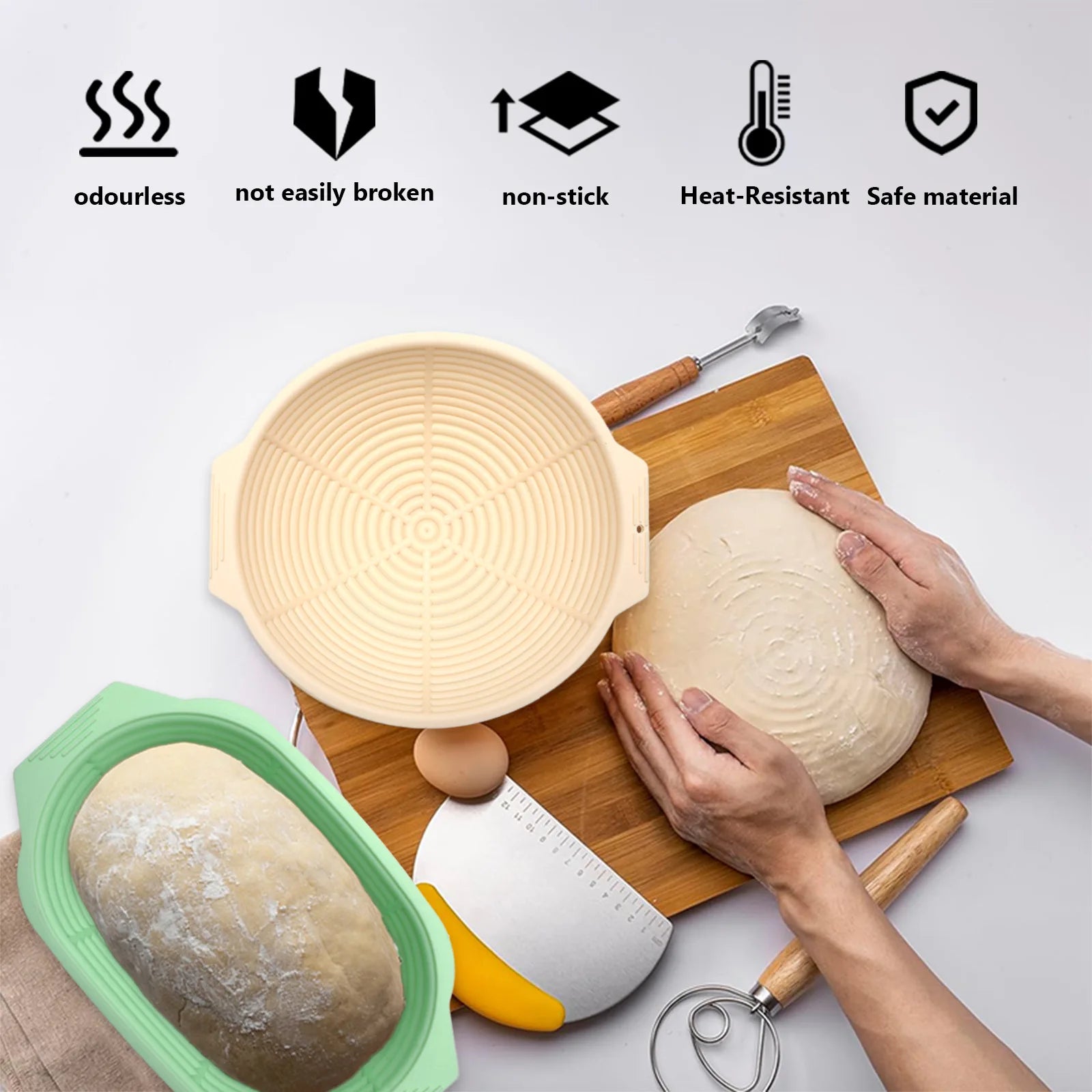 Collapsible Silicone Bread Proofing Basket Non-Stick Sourdough