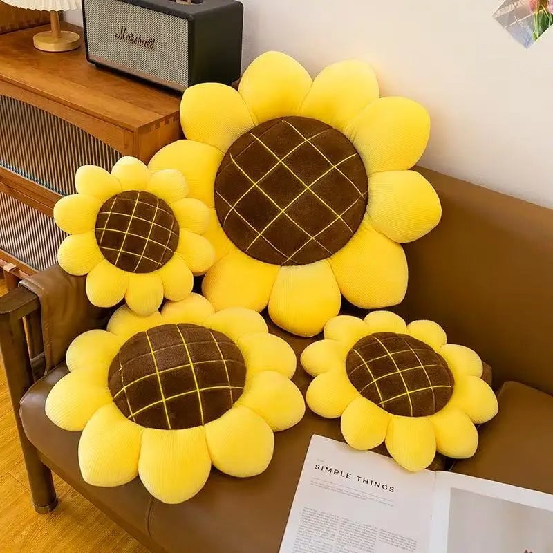 Sunflower Floor Pillow - Plush Flower Shaped Cushion Seating