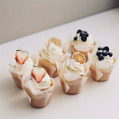 50pcs Tulip Oilproof Paper Cupcake Cases - Decorative Baking Cups