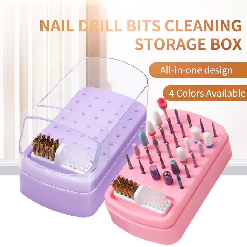 30 Slot Acrylic Nail Drill Bits Organizer Box Dustproof Storage