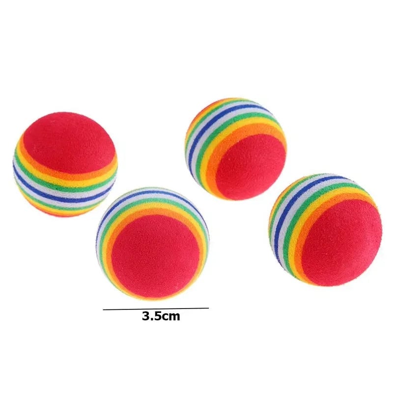 Rainbow Interactive Cat Ball Toys - Rattle Scratch Chew Training