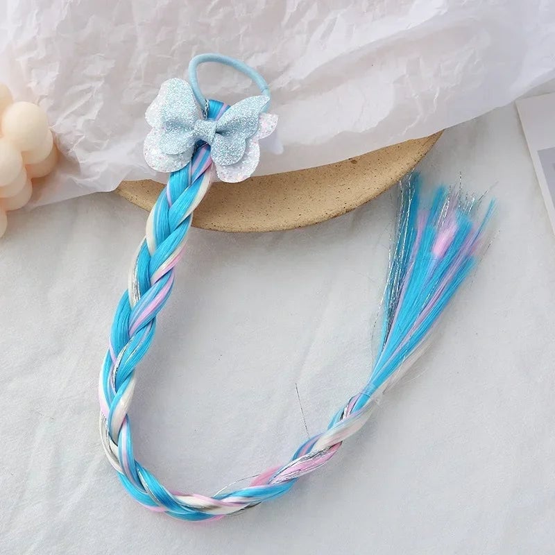 Girls Cartoon Bow Butterfly Braid Headband Ponytail Holder Set