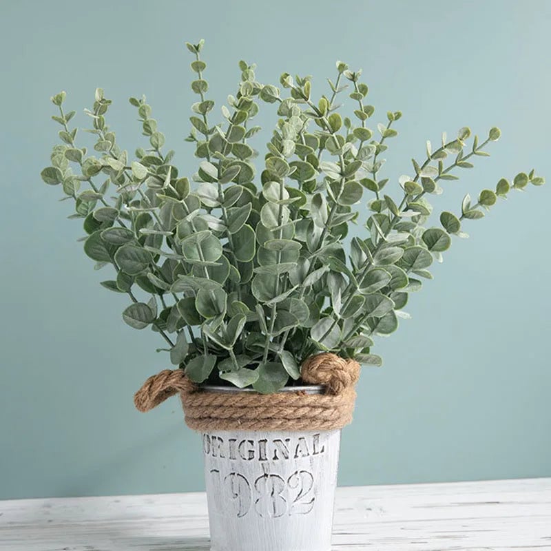 20pcs Artificial Eucalyptus Stems - Realistic Green Fake Branches