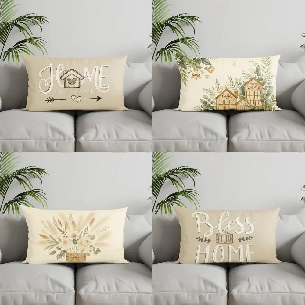 Home Sweet Home Rectangular Throw Pillow Cover - Sofa Bedroom Cushion
