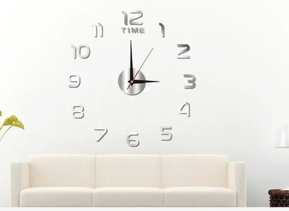 3D Acrylic Mirror Wall Clock Silent Digital Sticker Modern Decor