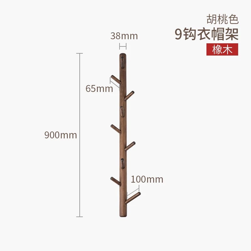 Wooden Branch Tree Design Wall Coat Rack Entryway Organizer Hanger