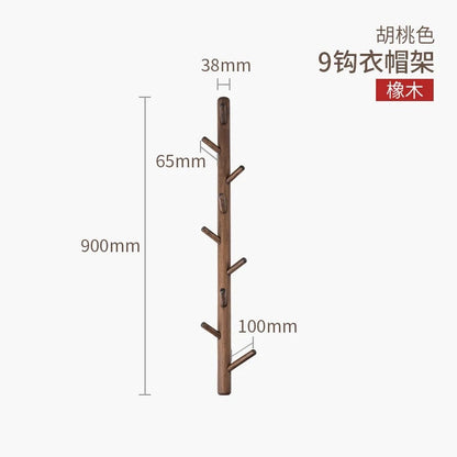 Wooden Branch Tree Design Wall Coat Rack Entryway Organizer Hanger