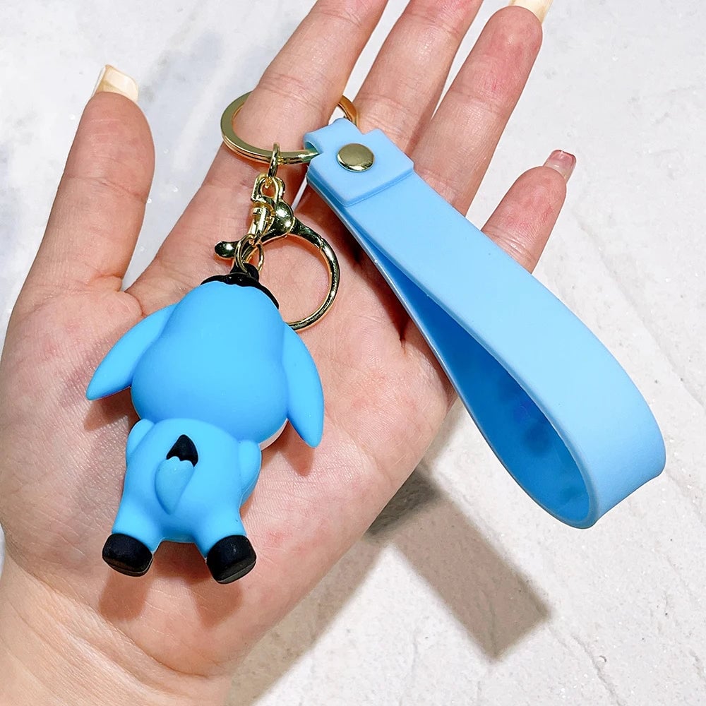Winnie Pooh PVC Keychain Set - Eeyore Tigger Piglet Character Keyrings