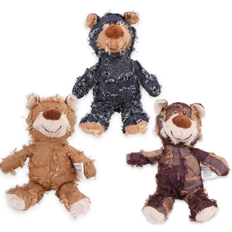 Interactive Plush Teddy Bear Dog Toy with Sound & Teeth Cleaning