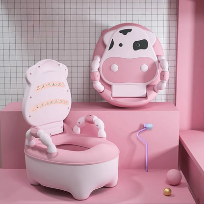 Kids Portable Potty Training Seat - Cartoon Cow Design Toddler Toilet