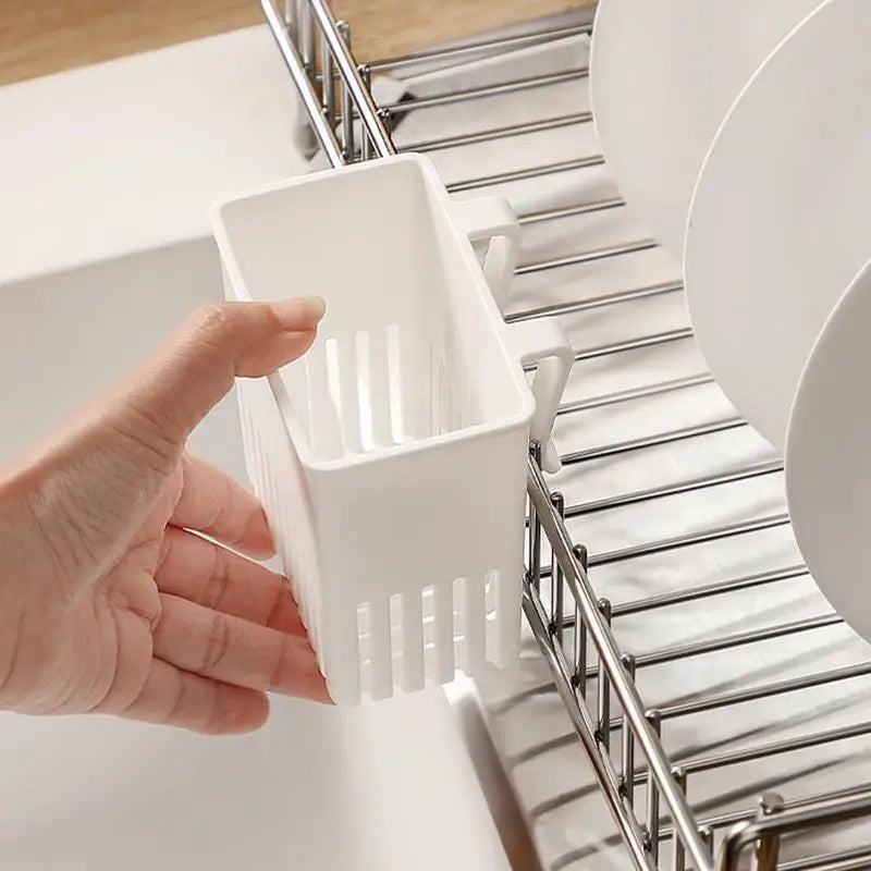 Wall Mount Silverware Drying Basket - Plastic Kitchen Utensil Holder