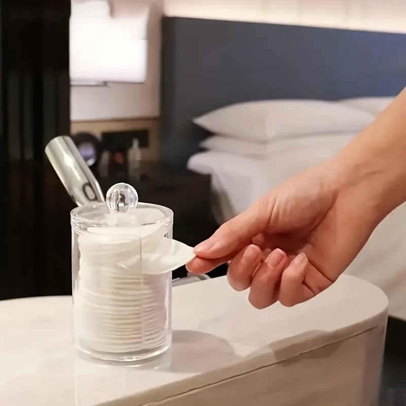 Clear Acrylic Round Makeup Organizer Cotton Pad Swab Holder 1-2Pcs