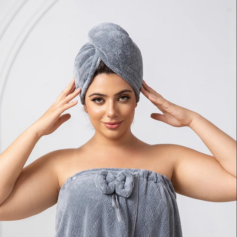 Super Absorbent Bath Towel Set with Wearable Skirt & Princess Cap