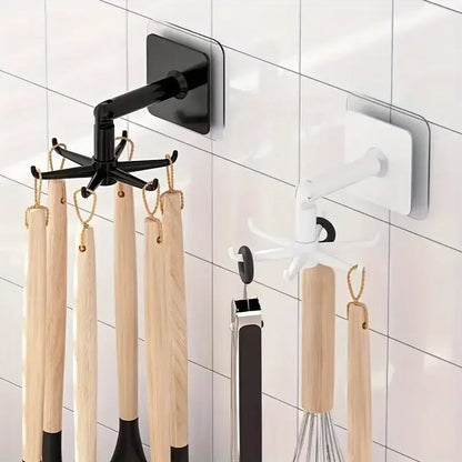 360° Rotatable Wall Mounted Kitchen Hook - 6 Claw PP Punch Free