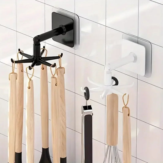 360° Rotatable Wall Mounted Kitchen Hook - 6 Claw PP Punch Free