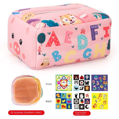 Baby Montessori Magic Tissue Box - Educational Sensory Busy Board