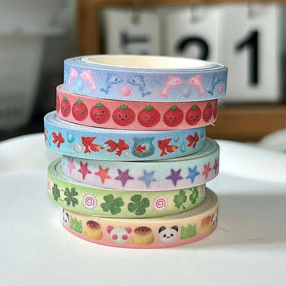 Kawaii Tomato Four-Leaf Clover Washi Tape Sand-Coated Shimmer Film