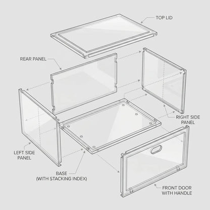 Clear Acrylic Shoe Storage Box Magnetic Flip Lid Stackable Organizer