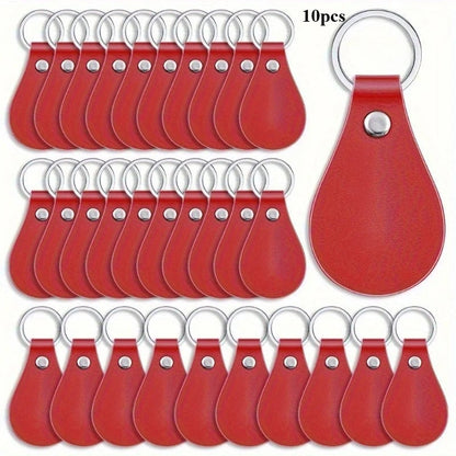 10pcs PU Leather Key Fob Blanks Kit - Laser Engraving Keychains