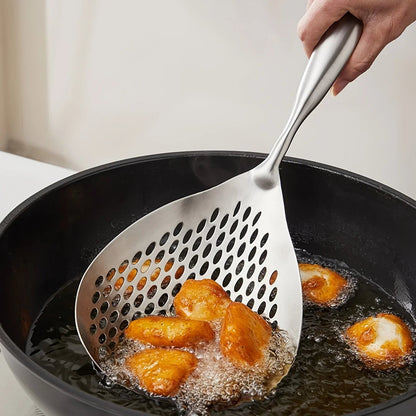 Large Stainless Steel Colander Skimmer Spoon - Heavy Duty Strainer