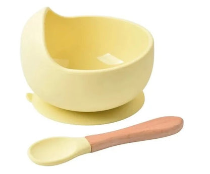 2PC Silicone Baby Feeding Bowl Set with Training Spoon - Non-Slip