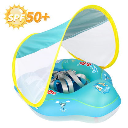 Inflatable Baby Swimming Ring Float with Sun Canopy - Infant Pool