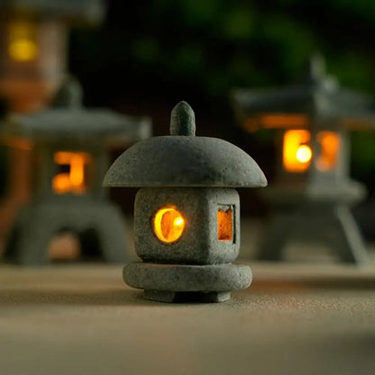 Sandstone Mini Pagoda Lantern - LED Garden Light Zen Landscape Statue