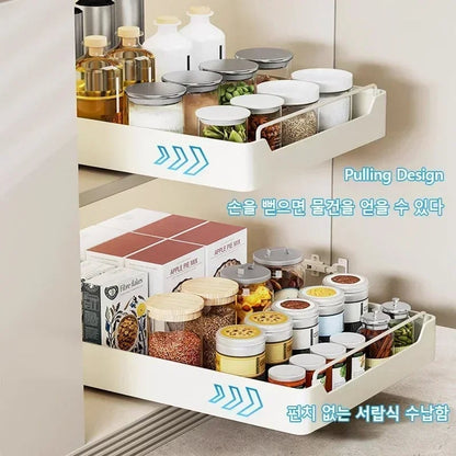 Pull Out Kitchen Storage Basket - Under Sink Cabinet Organizer Rack