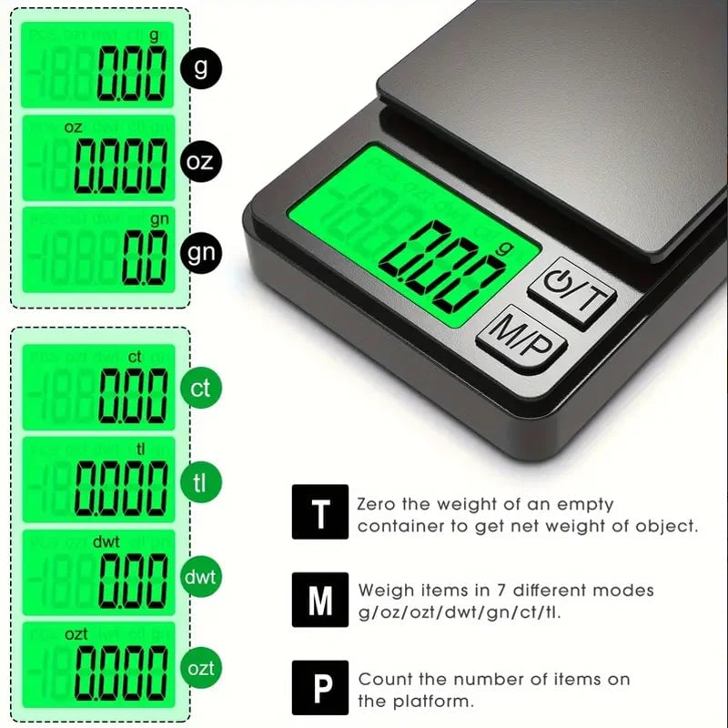 Digital Pocket Scale 1000g x 0.1g - Precision Jewelry Food Travel