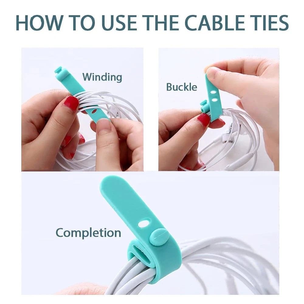 20PCS Silicone Cable Ties Reusable Wire Organizer Cord Holder Straps