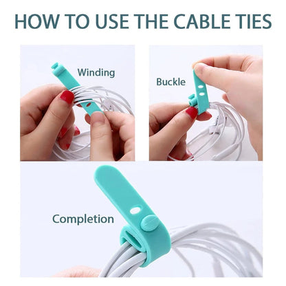 20PCS Silicone Cable Ties Reusable Wire Organizer Cord Holder Straps