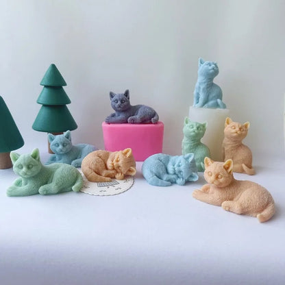 3D Cat Silicone Mould Large Kitten Resin Candle Soap Plaster DIY