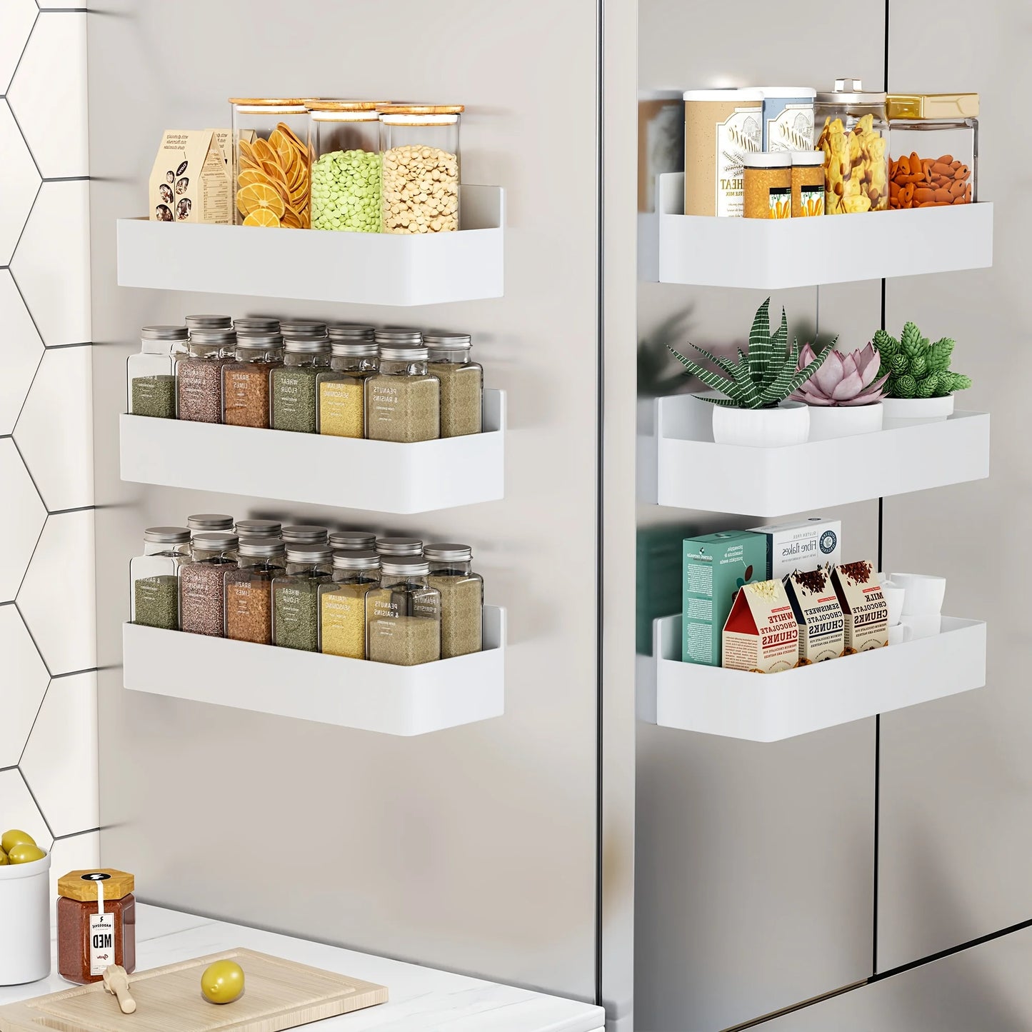 2pc Magnetic Storage Rack Set for Fridge Washing Machine Side Panel