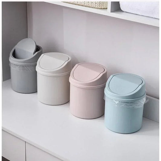 Mini Desktop Trash Can with Lid - Small Office Desk Waste Bin
