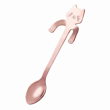 Stainless Steel Cat Shape Coffee Spoon - Mini Dessert Teaspoon