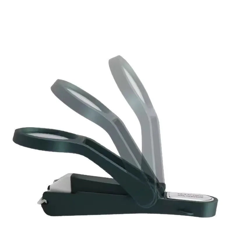 Premium Stainless Steel Concave Nail Clipper with Magnifying Lens - Ergonomic Rubber Grip Handle for Seniors