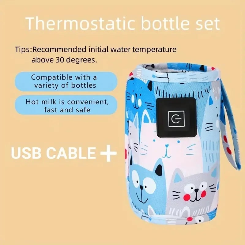 USB Portable Bottle Warmer - Travel Insulated Milk Water Heater