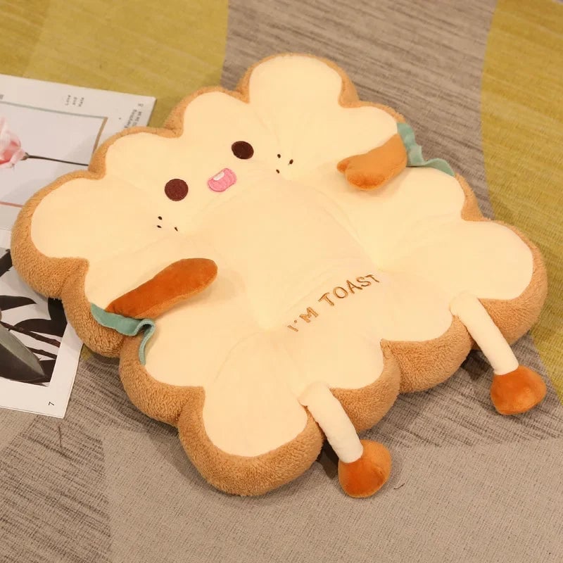 Toast-Shaped Washable Seat & Back Cushion Set Anti-Fatigue Pillow