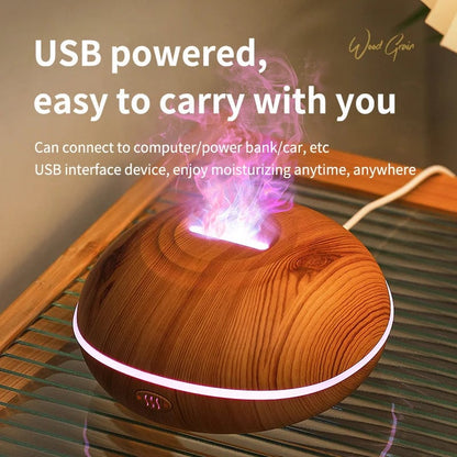 Flame Essential Oil Diffuser with Colorful LED Lights & Aromatherapy