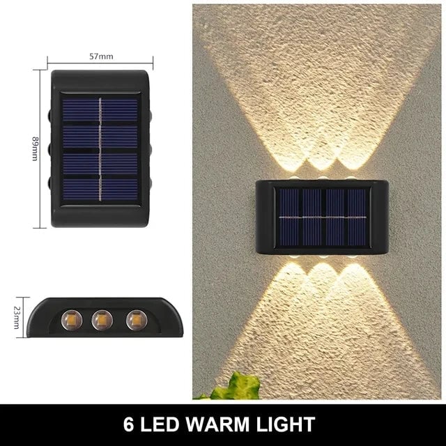 Waterproof Solar Wall Lamp Outdoor Up Down Warm Light Garden